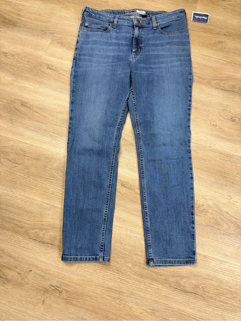 New Carhartt Womens 12 Short Slim Fit Jeans Mid Rise Straight Leg Blue 0408